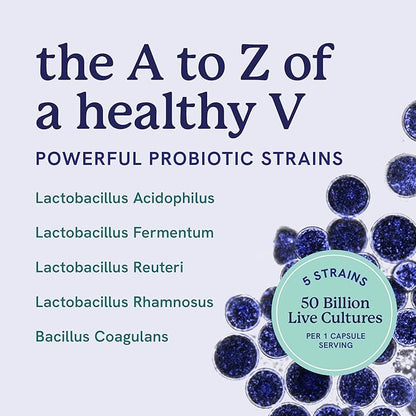Vaginal Probiotics | 50 Billion CFU for Vaginal Health & pH Balance for Women | Healthy Odor & Yeast Balance | Womens Probiotics and Prebiotics with Cranberry Extract | Shelf Stable, Vegan | 30 Ct