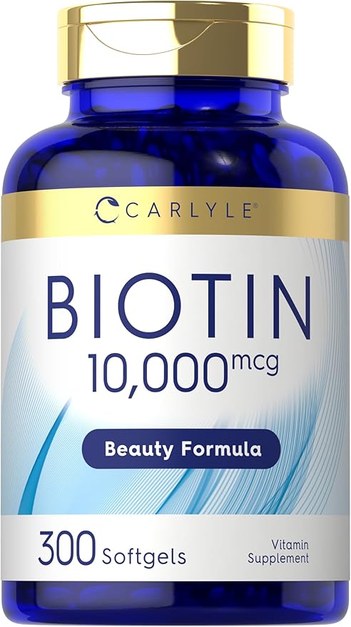Carlyle Biotin 10000mcg | 300 Softgels | Max Strength | Non-GMO, Gluten Free Supplement