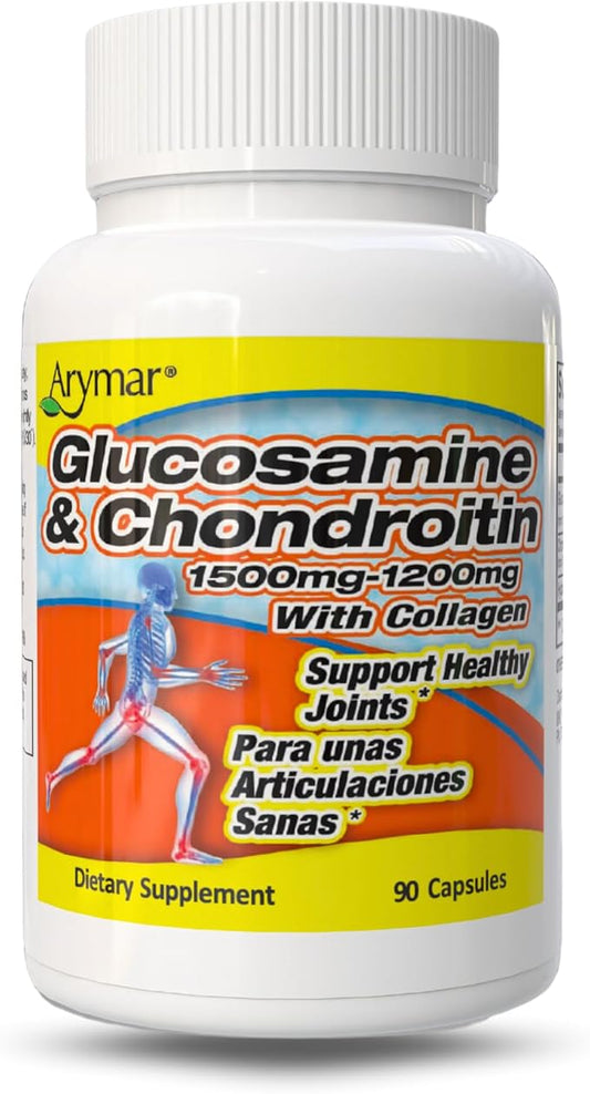 ARYMAR Glucosamine & Chondroitin with Collagen, Supports Joint Health (90 Capsules/Pack of 1)