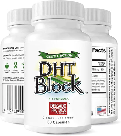 DHT Block (3 Pack - 180 Capsules Total) DHT Blocker Supplement for Skin, Acne, PCOS, Hair, and Hormonal Balance. DIM, Astragalus Root, Turmeric, Natural Ingredients. for Men and Women