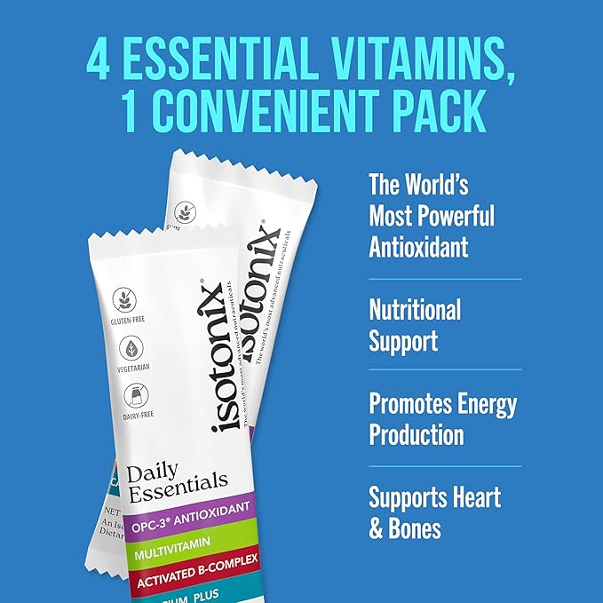 Isotonix Daily Essentials Packets – Antioxidant Supplements with OPC-3, Multivitamin, B-Complex & Calcium Plus – Gluten-Free, Non-GMO, Fast Absorption Vitamins for Energy, Immunity, and Bone Health