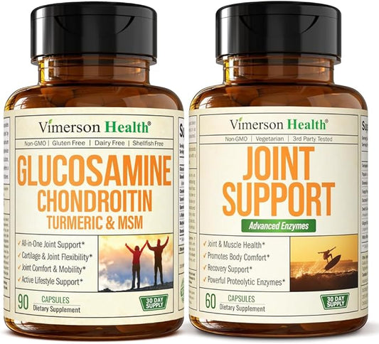 Glucosamine Chondroitin MSM Joint Support Supplement & Joint Health Supplement with Bromelain, Serrapeptase & Papaya Enzymes