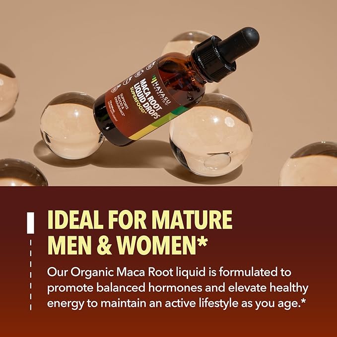 Organic Maca Root Liquid Drops - Supports Hormone Balance, Mood, and Energy in Women and Men - Lepidium Meyenii to Support Performance and Vitality - Non-GMO, Vegan, Unflavored - 60 Servings
