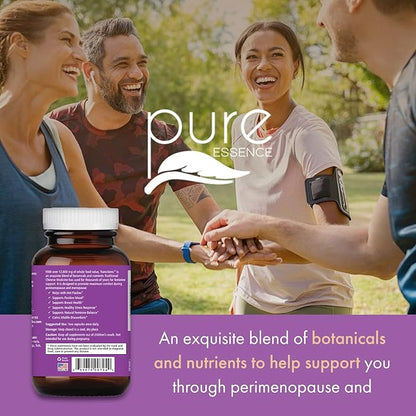 PURE ESSENCE LABS Transitions Vitamins for Women, Natural Menopause Relief Supplement to Promote Hormone Balance, Reduce Hot Flashes, Mood Swings & Night Sweats, 60 Capsules