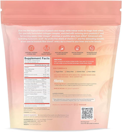 SkinnyFit - Super Youth, Peach Mango (30 Servings) - Multi Collagen Peptides Powder - Probiotics, Fiber, Hyaluronic Acid - Collagen for Women - Non GMO, Gluten Free, Sugar Free - Beauty & Self Care