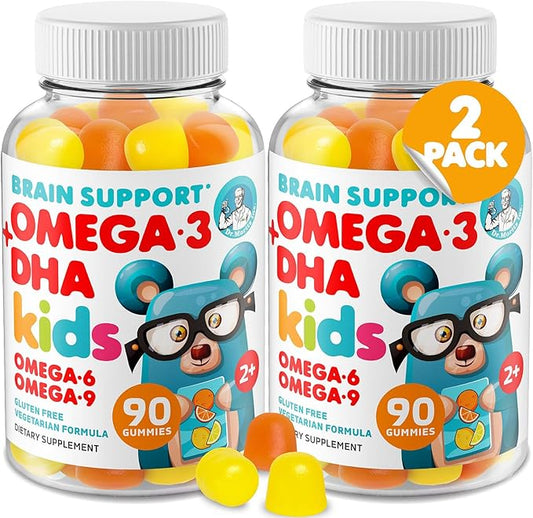 DR. MORITZ Omega 3 Kids Gummies (180 Count), Vegan Omega3 Gummies for Kids with No Fish Oil, Vitamins for Brain & Heart Health, Gluten-Free Omega 3 6 9