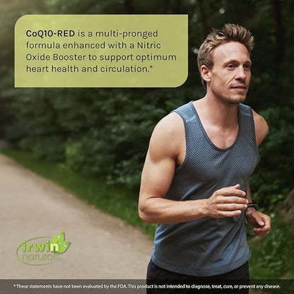 Irwin Naturals CoQ10-RED - 60 Liquid Soft-Gels, Pack of 2 - Advanced Heart Health Support with Nitric Oxide Booster to Support Blood Flow - 60 Total Servings