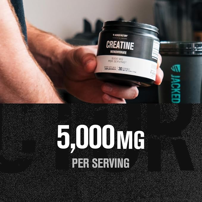 Jacked Factory NITROSURGE Pre Workout Supplement - Instant Strength Gains & Intense Pumps (30 Servings, Sour Peach Rings) & Creatine Monohydrate for Muscle Growth (30 Servings, Unflavored)