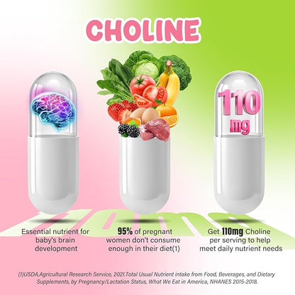 Prenatal Vitamins for Women multivitamin with Folic Acid DHA Choline for Pregnant and Breastfeeding Women Niacinamide Biotin and Minerals 27 in 1 Needed Supplement 90 Capsules-30 Servings-Yellow