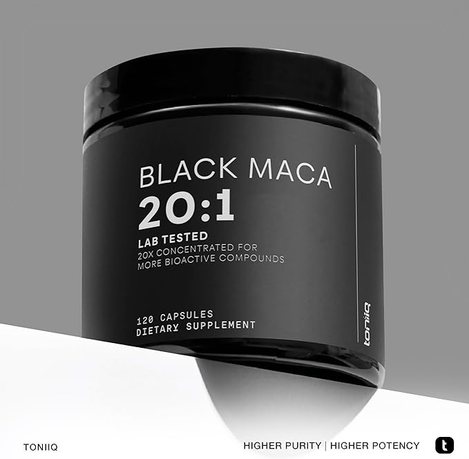 Black Maca Root - Ultra High Potency 20:1 Extract - Single Origin, Wildcrafted & Highly Concentrated - Third-Party Lab Tested - 120 Capsules