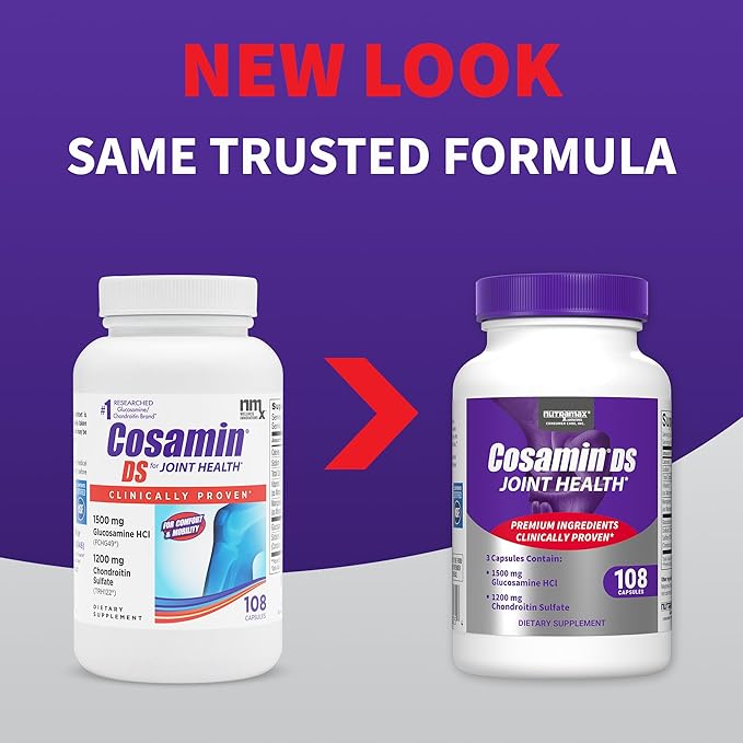 Nutramax Cosamin® DS Joint Health Supplement with Glucosamine & Chondroitin for Men’s & Women's Joint Health, 108 Capsules