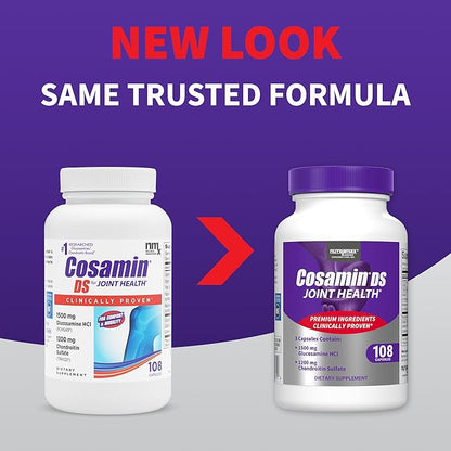 Nutramax Cosamin® DS Joint Health Supplement with Glucosamine & Chondroitin for Men’s & Women's Joint Health, 108 Capsules