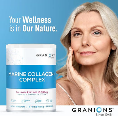 Marine Collagen Powder Supplement - 10g Type I Hydrolyzed Collagen Peptides with Natural Acerola Vitamin C Antioxidant- Pro-Aging Hair, Skin and Nails Vitamins for Women Supplements - 9.8oz