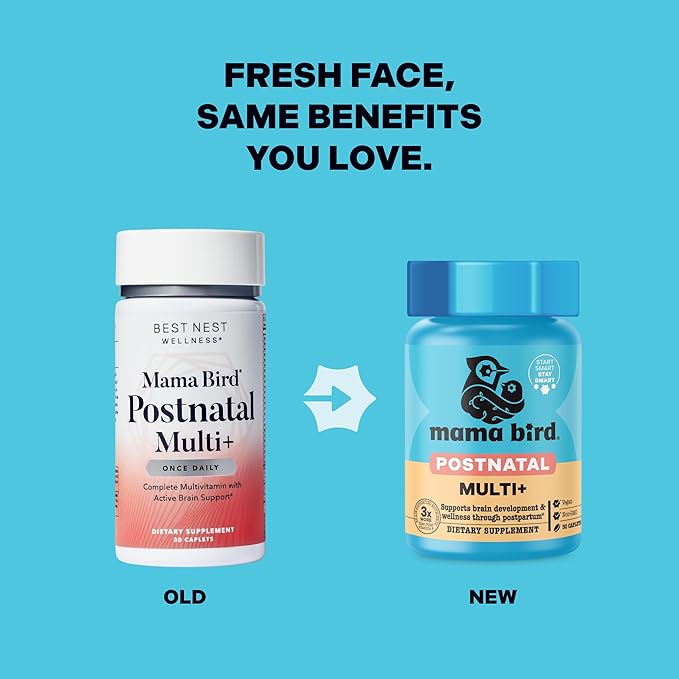 Best Nest Wellness Mama Bird Postnatal Vitamins for Breastfeeding and Postpartum, Whole Food Organic Blend, Methylated Vitamins, Vegan, Once Daily, 30 Ct