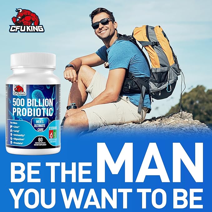 Probiotics for Men, 500 Billion CFU & 12 Mens Probiotic for Digestive Health + 4 Organic Prebiotic Fiber, for Digestive, Gut, Immune Health, Bloating, Gas, Energy Support, Shelf Stable - 120 Capsules