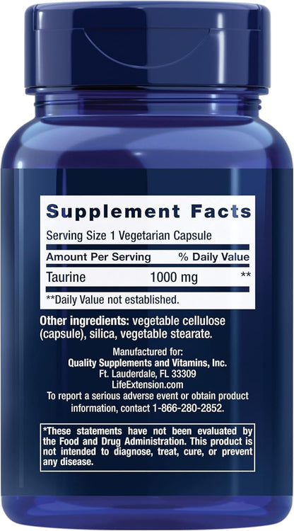 Life Extension DHEA Hormone Balance 100 Capsules and Taurine Brain Heart Health 1000mg 90 Capsules Bundle