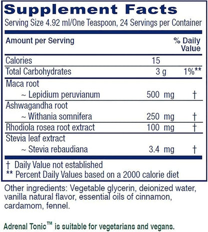 Vitanica Adrenal Tonic, Adrenal Supplement & Support, Alcohol Free, Vegan/Vegetarian, Chai Spice Flavor, 4 Ounce
