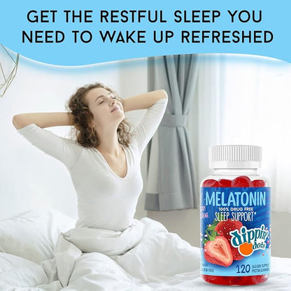 Dippin' Dots - Melatonin Sleep Support Gummies (120 Count) Strawberry Sunset Creme Flavor Chews | 2.5mg Per Gummy Sleep Supplement for Children and Adults | Supplement for faster Faster & Longer Sleep
