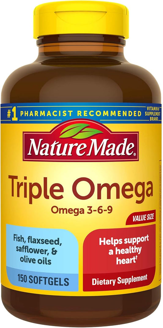 Triple Omega 3-6-9, 150 Softgels Value Size, Omega Supplement For Heart Health