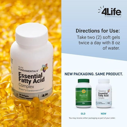 4Life Essential Fatty Acid Complex - Fish Oil Blend Features Omega-3 and Omega-6, Includes GLA and CLA - Circulation Support - 60 Softgels