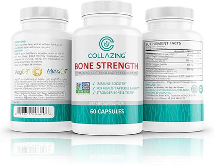 Vitamin D3 + K2 Supplement with Collagen & Curcumin - Supports Bone, Heart, Joint Health & Immune Function - High Absorption Formula - 60 Capsules