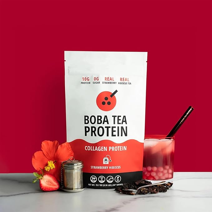 Strawberry Hibiscus Flavored Collagen | 30 Servings | Grass-Fed Hydrolyzed Bovine Collagen Powder for Men and Women | Promotes Hair, Nail, Skin, Bone, and Joint Health | No Added Sugar