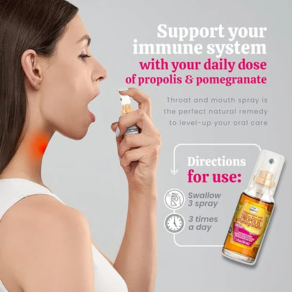 Beelife Propolis Throat Spray – Soothing Honey, Mint & Pomegranate - Natural Immune Support & Sore Throat Relief – Antioxidants, Rich in Flavonoids & Artepillin C, No Sugar, Gluten-Free -3-Pack, 90ml