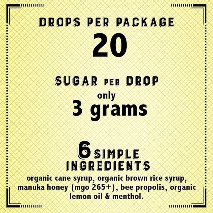Vocal Eze Manuka Honey Cough Drops | Lozenges to Relieve Sore, Hoarse, Fatigue, Dryness of Throat | Voice Support, All Natural and Organic Ingredients (20, Lemon) UMF 10+ (MGO 265+)