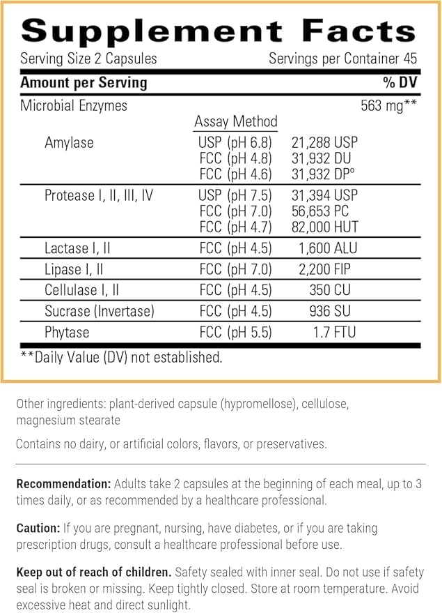 Integrative Therapeutics - Similase - Physician Developed Digestive Enzymes for Women and Men - Vegan - 180 Vegetable Capsules
