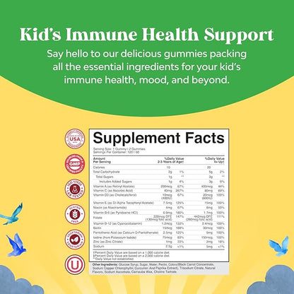 Bundle of Kids Calm Magnesium Gummies 90 count - Gummies for Nerve Bone and Muscle Health and Plant Based Kids Multivitamin Gummies 120 count - Multivitamin for Kids Immunity Support Gummies with Vita