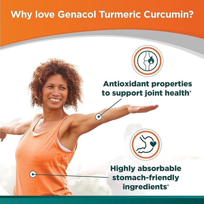 Genacol Turmeric Curcumin Collagen Supplement Enhanced Absorption with 95% Curcuminoids, Black Pepper & AminoLock Colageno | Supports Healthy Joints | 90 Capsules