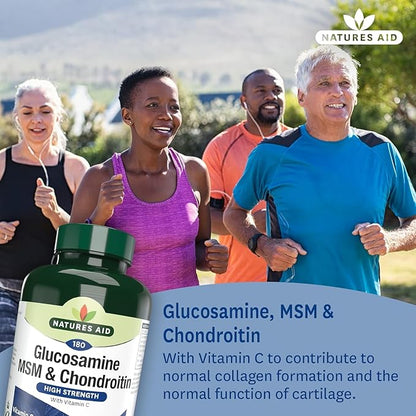 Nature's Aid Glucosamine 500mg, MSM 500mg + Chondroitin 100mg 180 Tablets
