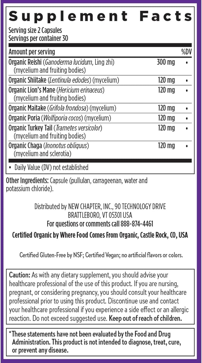 New Chapter Immune Support LifeShield Immune Support with Organic Reishi Mushroom Vegan + Non-GMO, Nootropic Ingredients - 60 ct