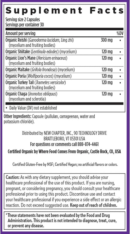 New Chapter Immune Support LifeShield Immune Support with Organic Reishi Mushroom Vegan + Non-GMO, Nootropic Ingredients - 60 ct
