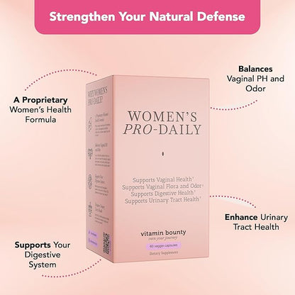 Vitamin Bounty Women's Pro-Daily Probiotic - Supports Vaginal, Digestive & pH Balance, 10 Billion CFUs, 5 Strains + Cranberry - 2 Pack of 60 Capsules
