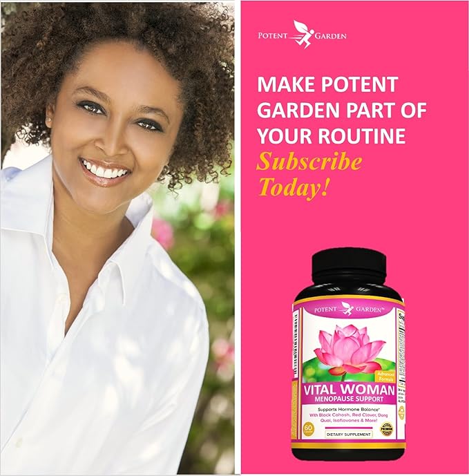 Potent Garden Menopause Relief Supplement with Black Cohosh, Soy Isoflavones, and Don Quai, Hot Flash Relief & Night Sweats Relief for Women, Non-GMO, 60 Capsules, 30 Servings