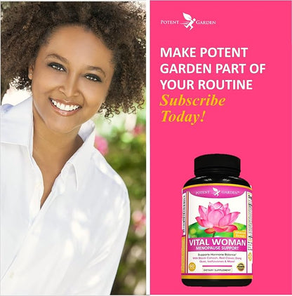 Potent Garden Menopause Relief Supplement with Black Cohosh, Soy Isoflavones, and Don Quai, Hot Flash Relief & Night Sweats Relief for Women, Non-GMO, 60 Capsules, 30 Servings