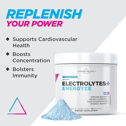Livingood Daily Electrolytes Powder, Electrolytes Hydration Drink Mix with Vitamin C, Magnesium, Taurine & D-ribose, Electrolyte Supplement for Energy & Hydration, Keto, Berry Frost Flavor, 30 Srvgs