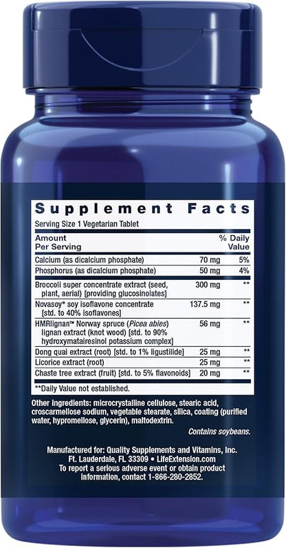 Life Extension Estrogen for Women, Helps Relieve hot Flashes and Night Sweats, Soy isoflavones, Norway Spruce Extract, chasteberry, Hormone-Free, Gluten Free, Non-GMO, Vegetarian, 30 Tablet