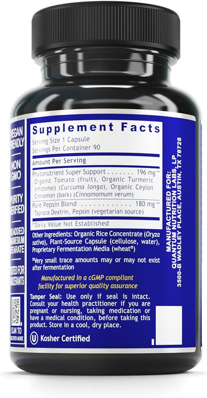 Quantum Nutrition Labs HCL Activator - Pepsin Digestive Enzymes Supplement for Optimal Digestive Function for Men & Women, Low Stomach Acid, Nutrient Absorption - 90 Vegetarian Capsules