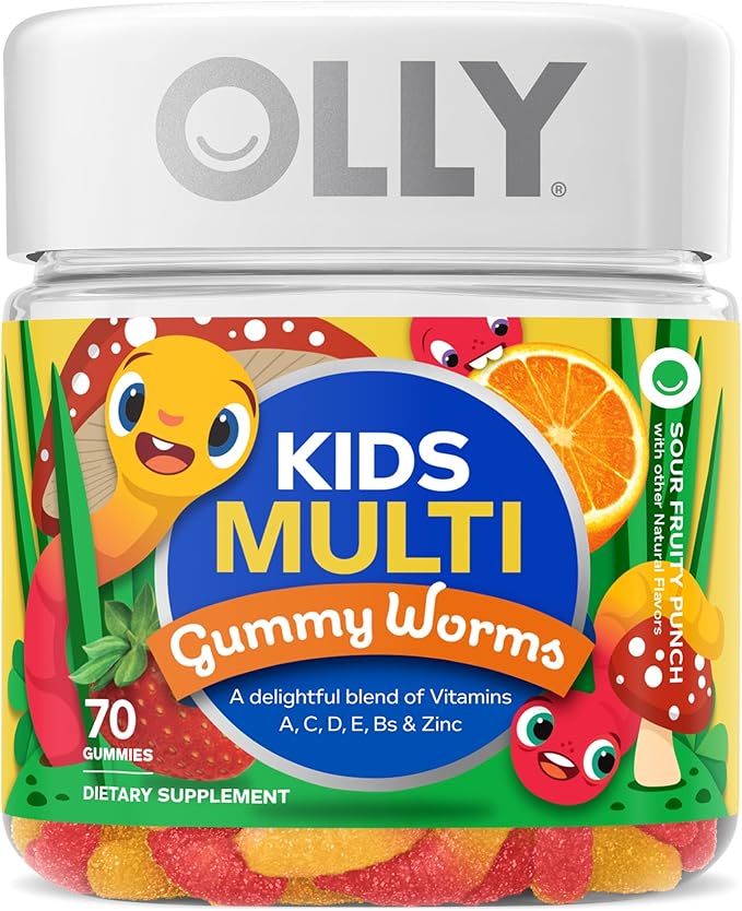 OLLY Kids Immunity Gummy, Immune Support, Wellmune, Elderberry, Vitamin C, Zinc & Kids Multivitamin Gummy Worms, Overall Health and Immune Support, Vitamins and Minerals A, C, D
