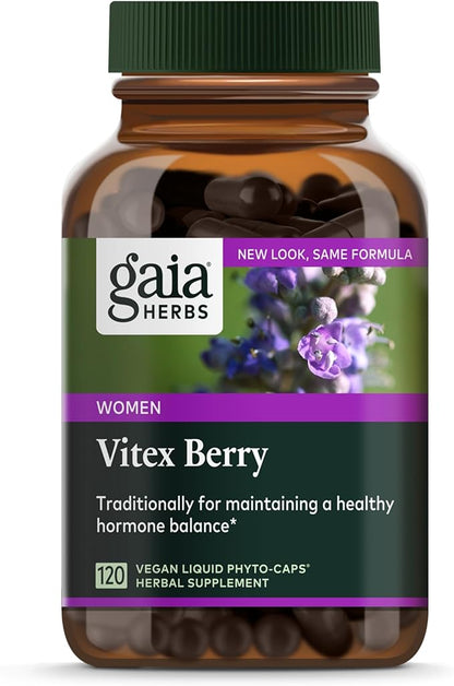 Gaia Herbs Vitex Berry - Supports Hormone Balance & Fertility for Women - Healthy Progesterone for Menstrual Health - 120 Vegan Caps (60-Day Supply)