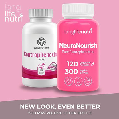 NeuroNourish (Centrophenoxine) 300mg - DMAE & pCPA, 120 Vegetarian Capsules, 4-Month Supply, Natural Nootropic for Strengthening Memory, Focus, & Cognitive Function, GMP Certified, Made in USA