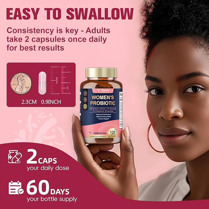 (2 Packs) Probiotics for Women, 120 Billion Women Probiotic, Digestive Enzymes & Prebiotics, with Akkermansia, Cranberry, D-Mannose, for Gut, Vaginal, Urinary, Immune, PH Balance
