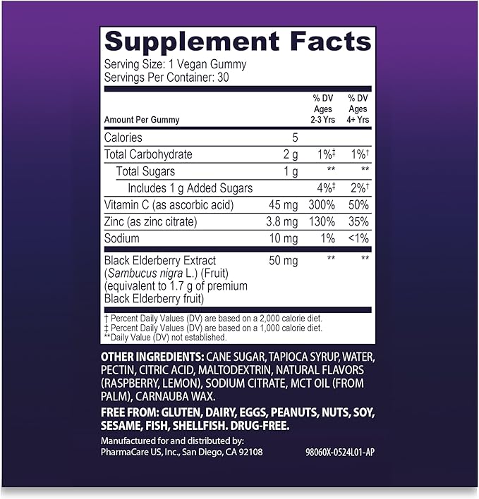Sambucol Black Elderberry Gummies for Kids - Elderberry Kids Gummies, Kids Elderberry Gummies with Zinc and Vitamin C, Elderberry for Kids - 30 Count