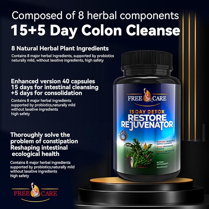 Colon Cleanse 15+5Day Upgrade,Advanced Gut Cleanse Detox for Women & Men Fast Natural Laxative for Constipation Relief with Cascara Sagrada, Psyllium Husk, Senna Leaf & Probiotics, Non-GMO