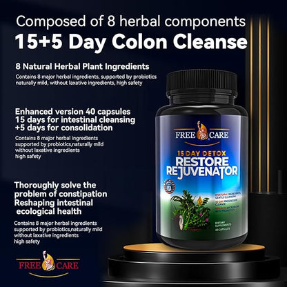 Colon Cleanse 15+5Day Upgrade,Advanced Gut Cleanse Detox for Women & Men Fast Natural Laxative for Constipation Relief with Cascara Sagrada, Psyllium Husk, Senna Leaf & Probiotics, Non-GMO
