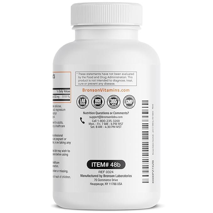 Sodium Ascorbate Non Acidic Vitamin C 1000 Mg Tablets - Gentle On The Stomach - Immune System Booster - Powerful Antioxidant - Non GMO Vitamin C Supplement, 250 Count