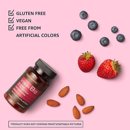 Amazon Elements Vitamin B12 Methylcobalamin 5000 mcg - Normal Energy Production and Metabolism, Immune System Support - 2 Month Supply, Berry Flavored Lozenges, 65 Count (Pack of 2)