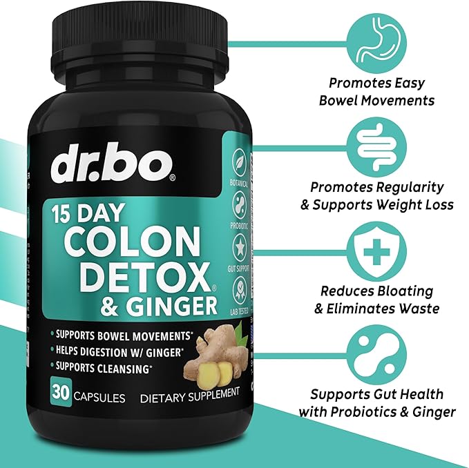 Colon Cleanser Detox for Weight Flush - 15 Day Colon Cleanse Pills with Ginger - Fast Natural Laxative, Constipation Relief, Bowel Movement Supplements for Intestinal Stomach Bloating Gut Loss Support